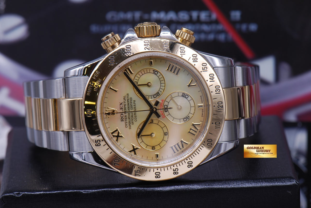 [SOLD] ROLEX OYSTER PERPETUAL DAYTONA HALF-GOLD MOP DIAL Ref : 116523 (MINT)
