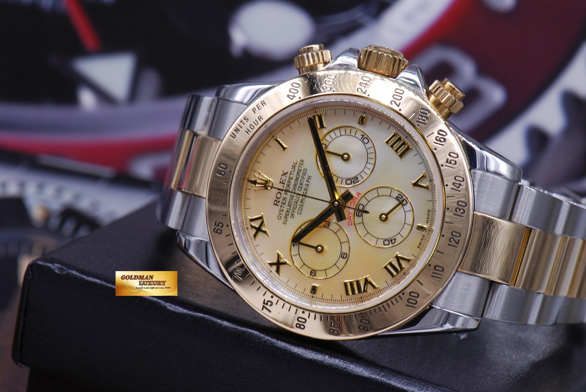 [SOLD] ROLEX OYSTER PERPETUAL DAYTONA HALF-GOLD MOP DIAL Ref : 116523 (MINT)