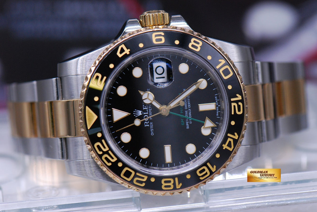 [SOLD] ROLEX OYSTER PERPETUAL GMT-MASTER II HALF-GOLD CERAMIC BEZEL Ref 116713LN (MINT)