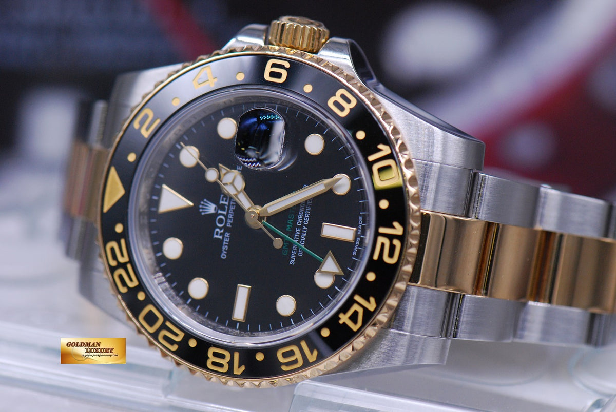 [SOLD] ROLEX OYSTER PERPETUAL GMT-MASTER II HALF-GOLD CERAMIC BEZEL Ref 116713LN (MINT)