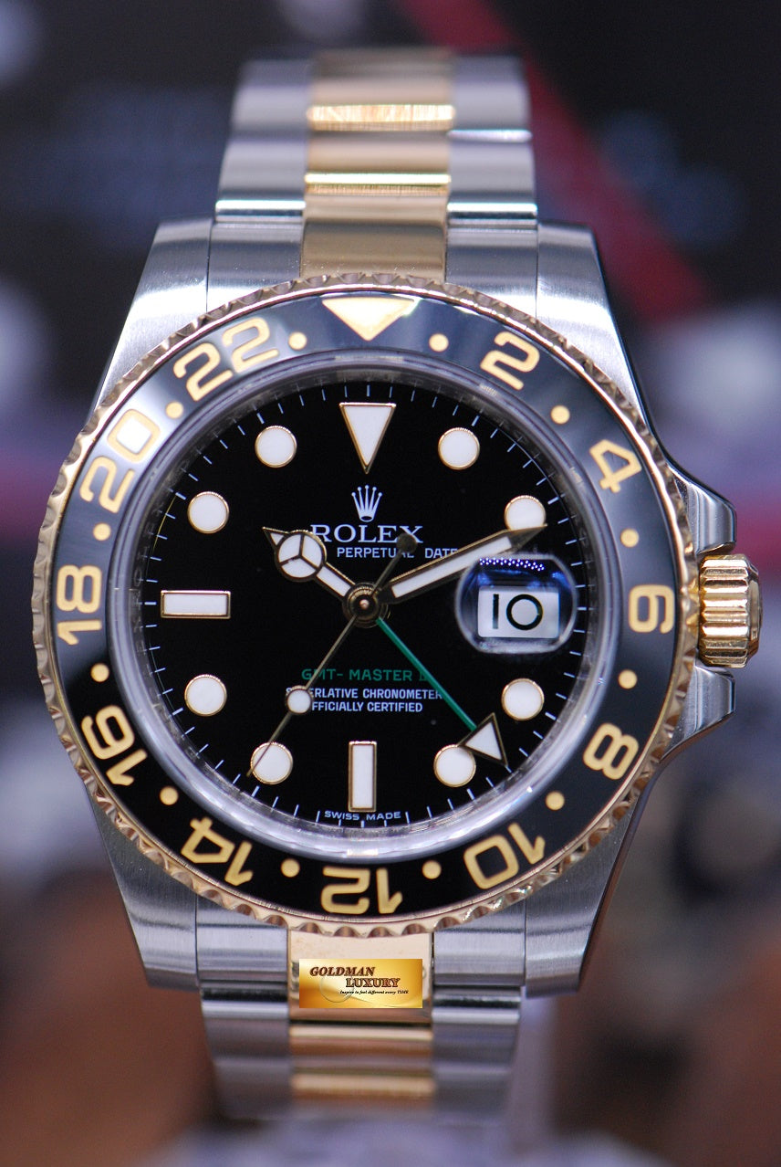 [SOLD] ROLEX OYSTER PERPETUAL GMT-MASTER II HALF-GOLD CERAMIC BEZEL Ref 116713LN (MINT)