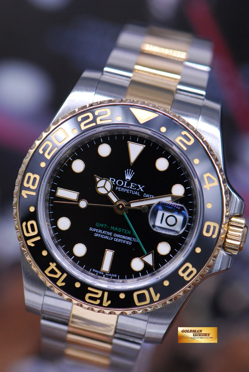 [SOLD] ROLEX OYSTER PERPETUAL GMT-MASTER II HALF-GOLD CERAMIC BEZEL Ref 116713LN (MINT)