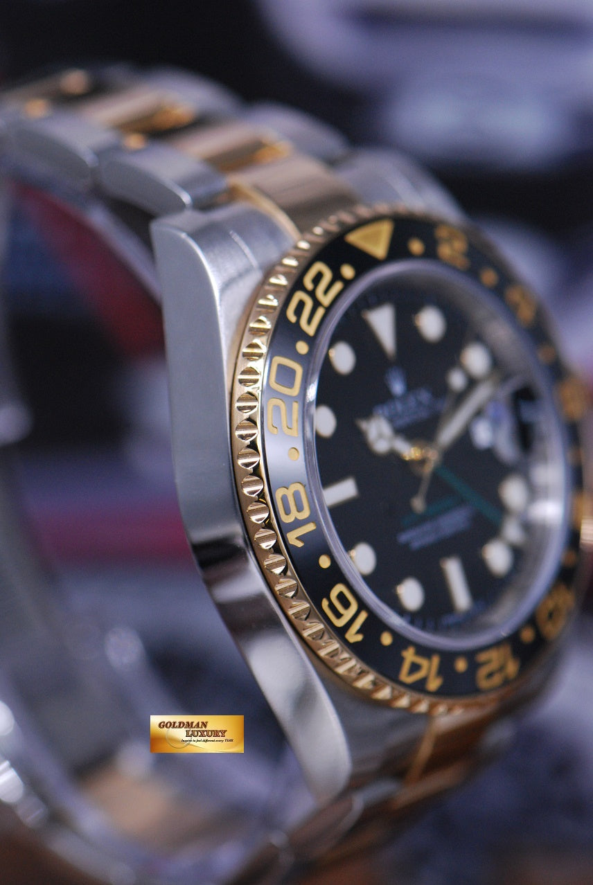 [SOLD] ROLEX OYSTER PERPETUAL GMT-MASTER II HALF-GOLD CERAMIC BEZEL Ref 116713LN (MINT)
