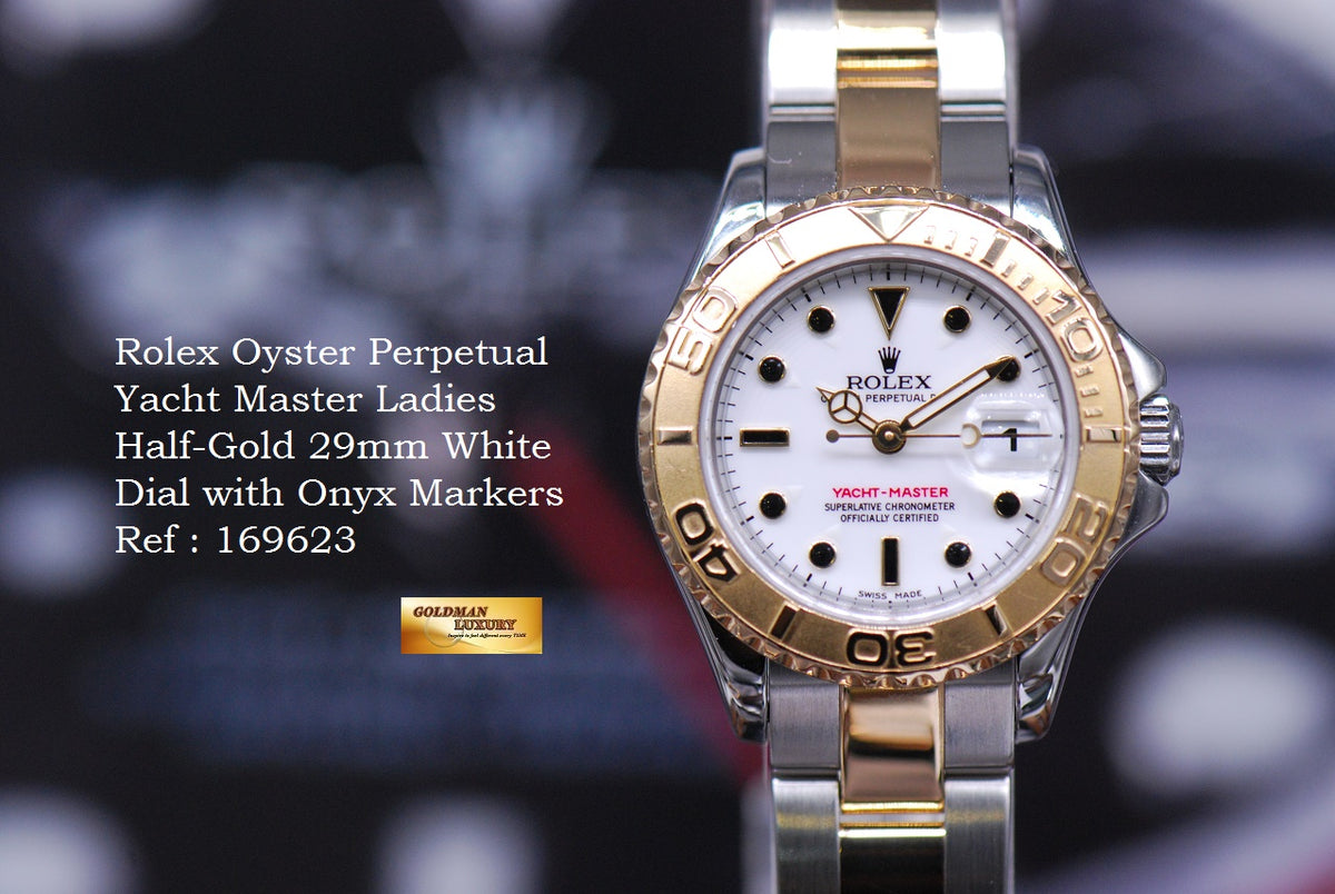 [SOLD] ROLEX OYSTER PREPETUAL YACHT-MASTER LADIES 29mm HALF-GOLD 169623 (MINT)