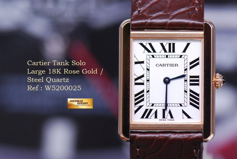 SOLD CARTIER TANK SOLO 18K ROSE GOLD STEEL QUARTZ W5200025
