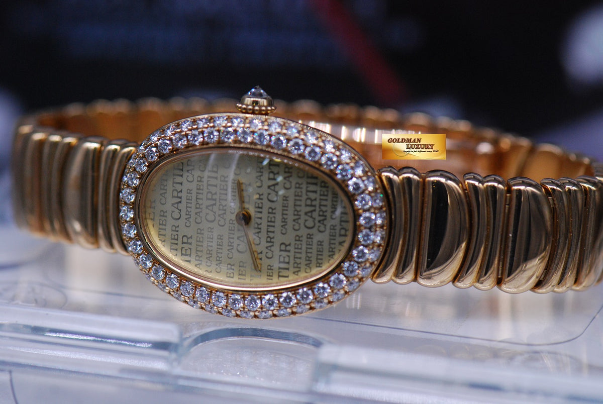 [SOLD] CARTIER BAIGNOIRE 18K YELLOW GOLD DIAMONDS QUARTZ (MINT)