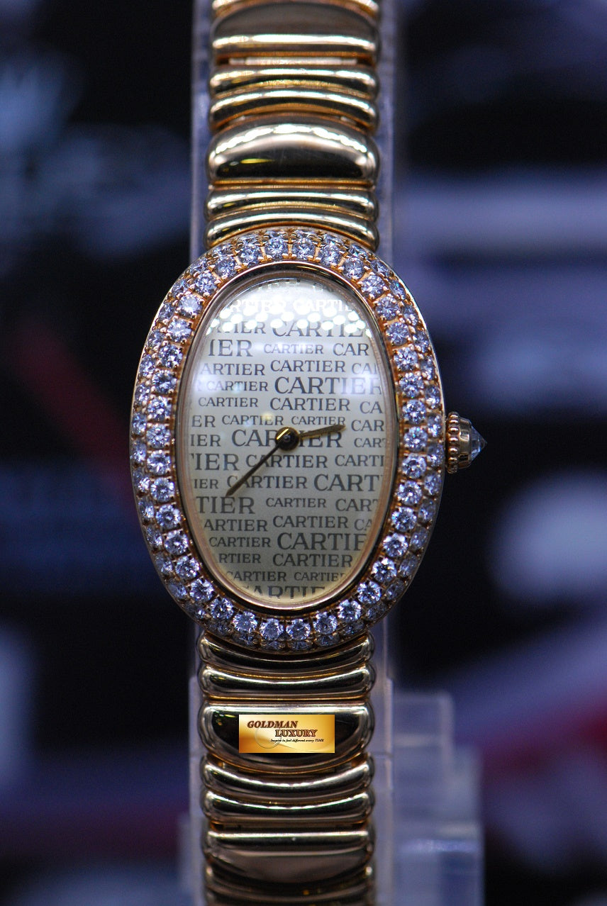 [SOLD] CARTIER BAIGNOIRE 18K YELLOW GOLD DIAMONDS QUARTZ (MINT)