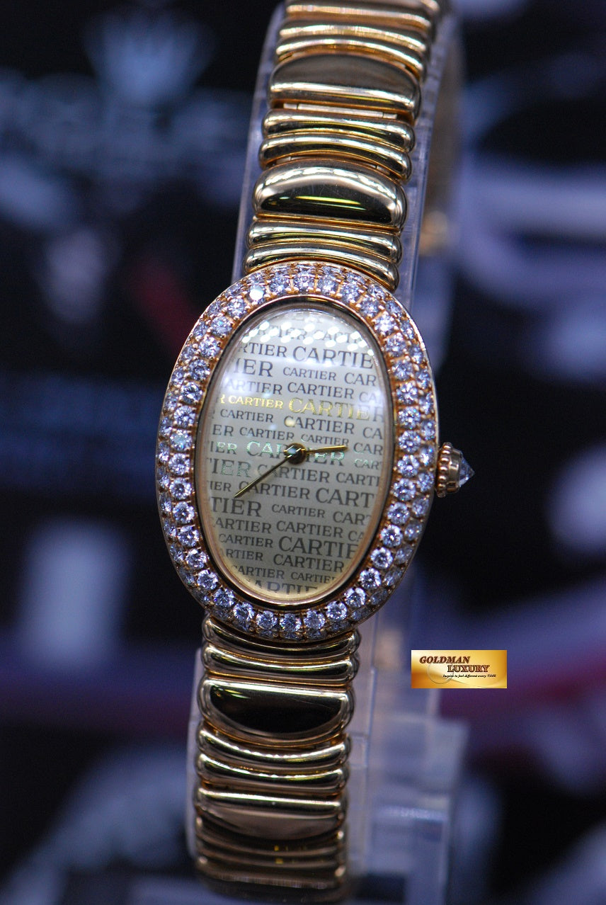 [SOLD] CARTIER BAIGNOIRE 18K YELLOW GOLD DIAMONDS QUARTZ (MINT)