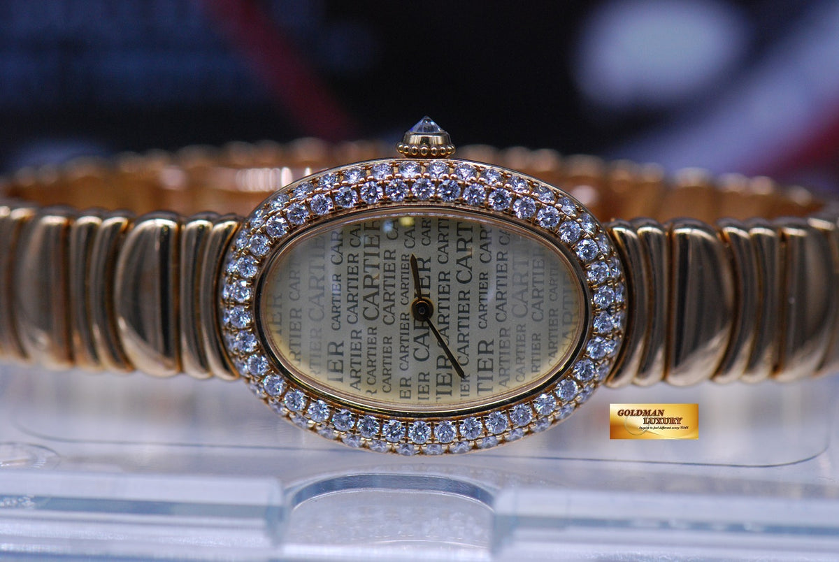 [SOLD] CARTIER BAIGNOIRE 18K YELLOW GOLD DIAMONDS QUARTZ (MINT)