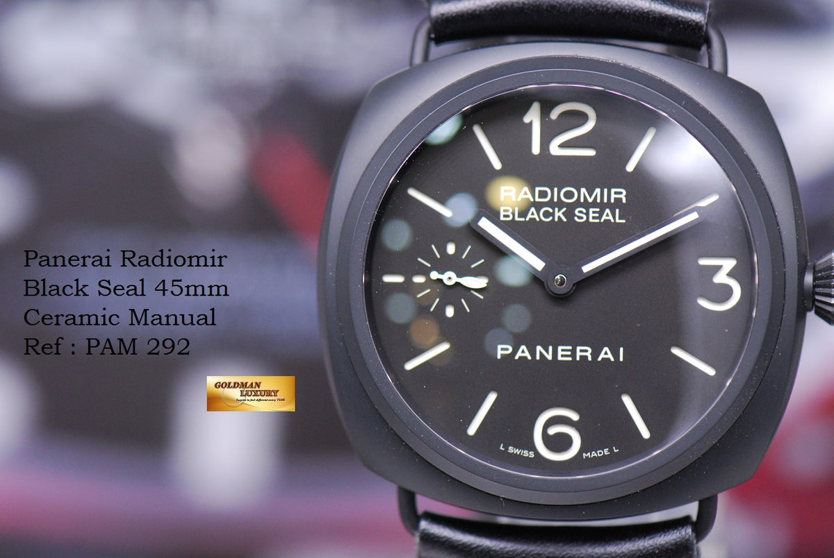 [SOLD] PANERAI RADIOMIR BLACK SEAL 45mm BLACK CERAMIC MANUAL PAM 292 (MINT)