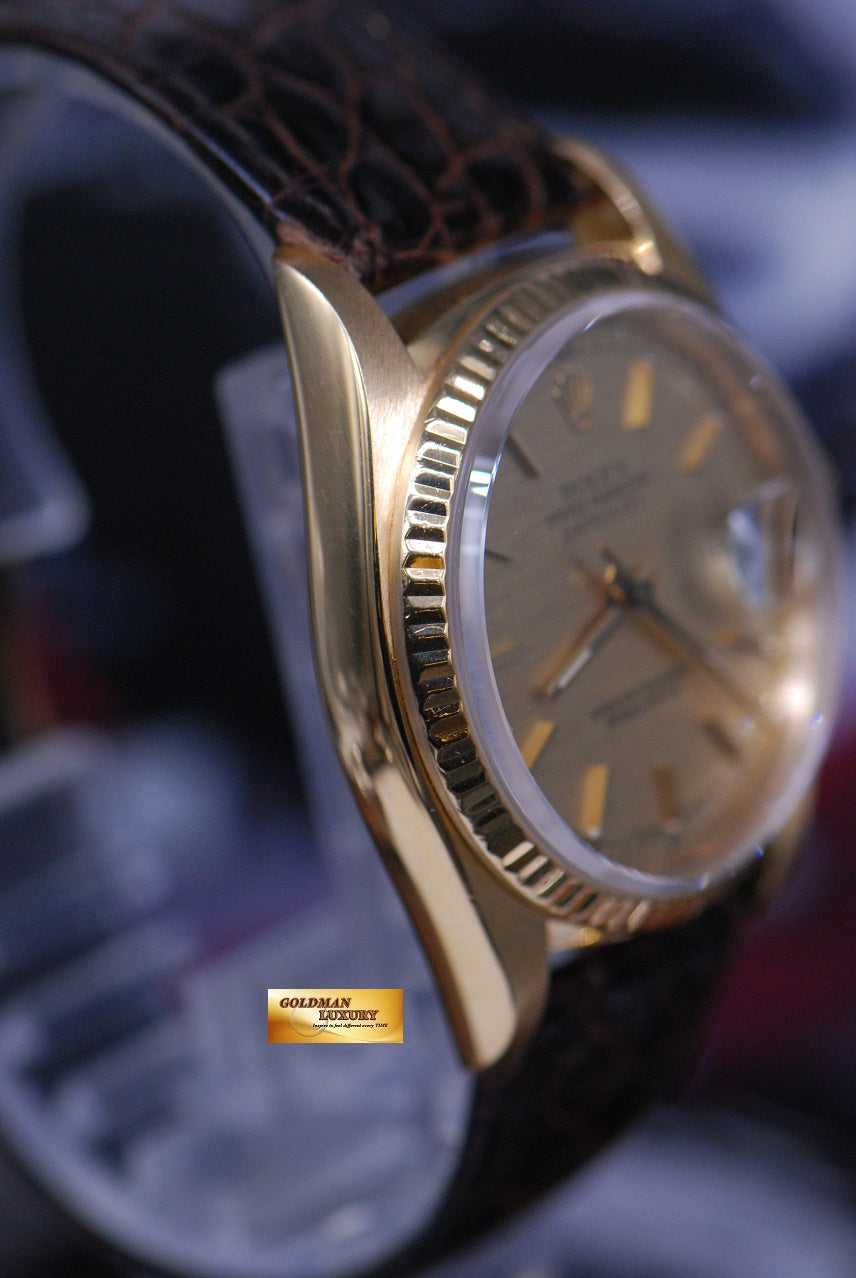 [SOLD] ROLEX OYSTER PERPETUAL DATEJUST 18K YELLOW GOLD “FLUTED” BEZEL Ref : 16018 (MINT)