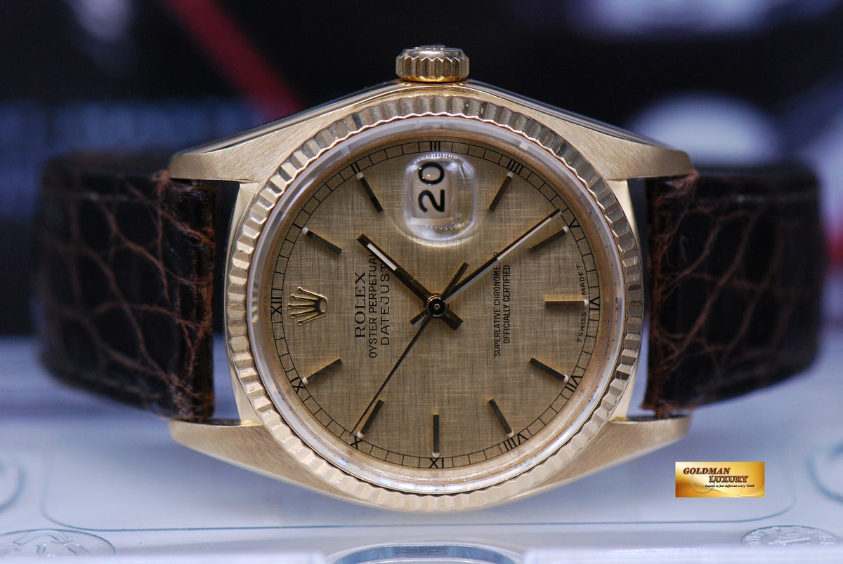 [SOLD] ROLEX OYSTER PERPETUAL DATEJUST 18K YELLOW GOLD “FLUTED” BEZEL Ref : 16018 (MINT)