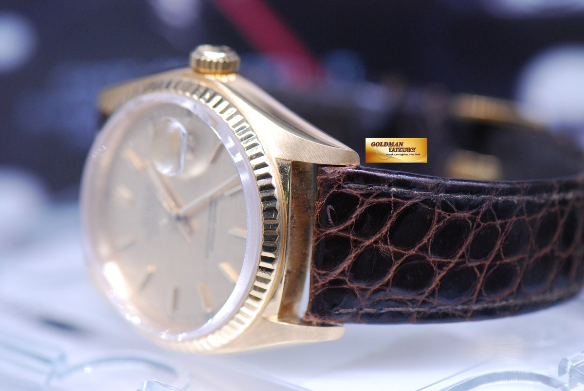 [SOLD] ROLEX OYSTER PERPETUAL DATEJUST 18K YELLOW GOLD “FLUTED” BEZEL Ref : 16018 (MINT)