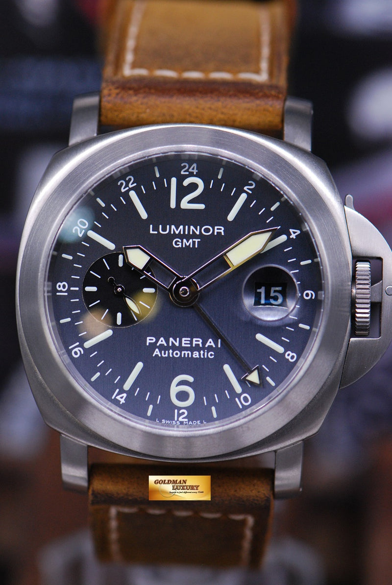 SOLD PANERAI LUMINOR GMT 44mm ANTHRACITE BLUE DIAL AUTOMATIC PAM