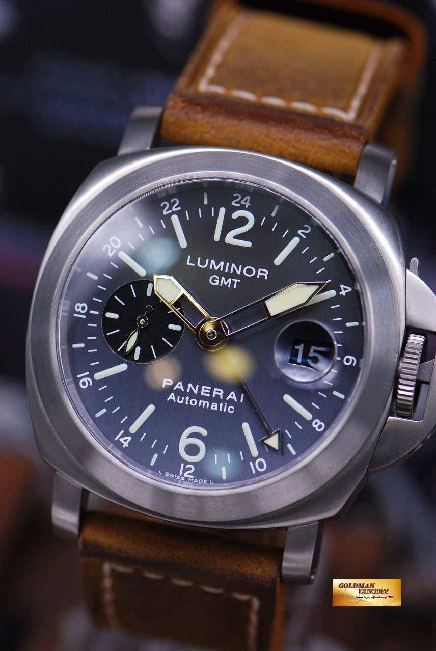 [SOLD] PANERAI LUMINOR GMT 44mm ANTHRACITE BLUE DIAL AUTOMATIC PAM 89 (MINT)