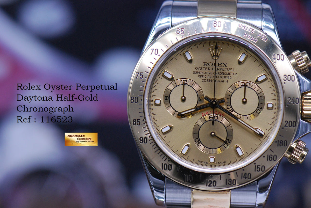 [SOLD] ROLEX OYSTER COSMOGRAPH DAYTONA HALF-GOLD 116523 (NEAR MINT)