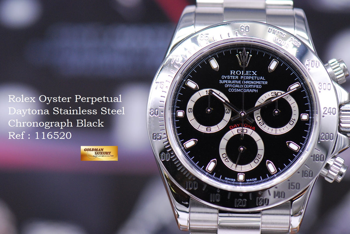 [SOLD] ROLEX OYSTER COSMOGRAPH DAYTONA STAINLESS STEEL BLACK 116520 (MINT)