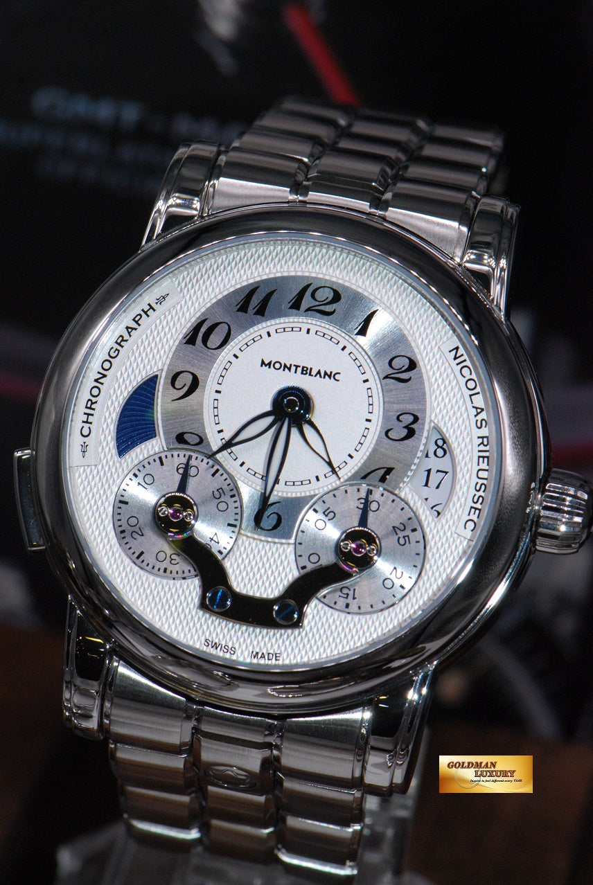 [SOLD] MONT BLANC NICHOLAS RIEUSSEC CHRONOGRAPH SS GMT BRACELET AUTOMATIC (LNIB)