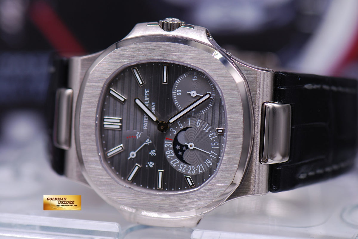 [SOLD] PATEK PHILIPPE NAUTILUS 18K WHITE GOLD MOONPHASE POWER RESERVE 5712G-001 (LNIB)