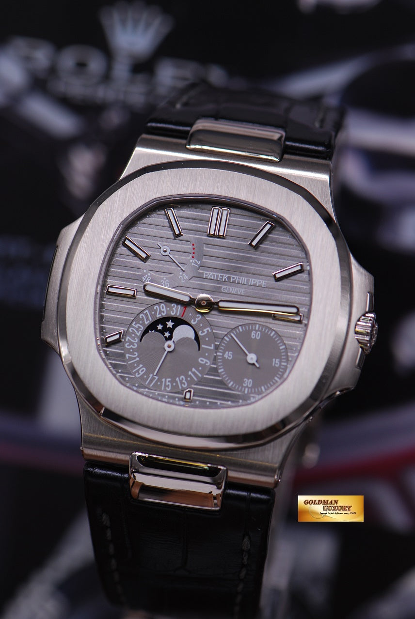 [SOLD] PATEK PHILIPPE NAUTILUS 18K WHITE GOLD MOONPHASE POWER RESERVE 5712G-001 (LNIB)