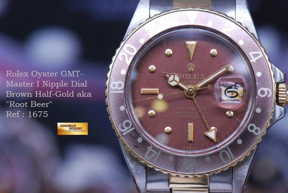 [SOLD] ROLEX OYSTER PERPETUAL GMT-MASTER I “ROOT BEER” MATTE BROWN NIPPLE DIAL VINTAGE 1675 (VINTAGE)