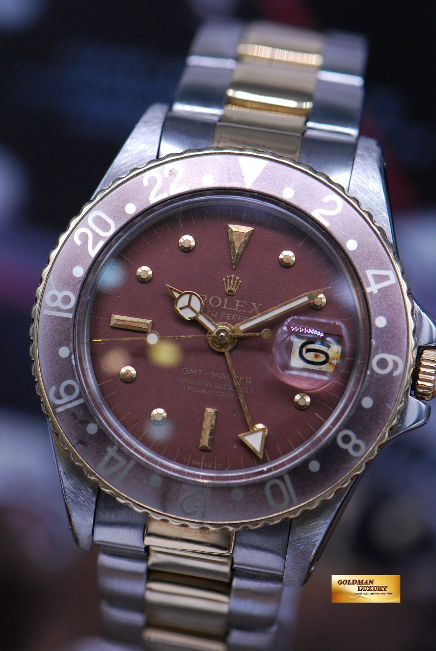 [SOLD] ROLEX OYSTER PERPETUAL GMT-MASTER I “ROOT BEER” MATTE BROWN NIPPLE DIAL VINTAGE 1675 (VINTAGE)