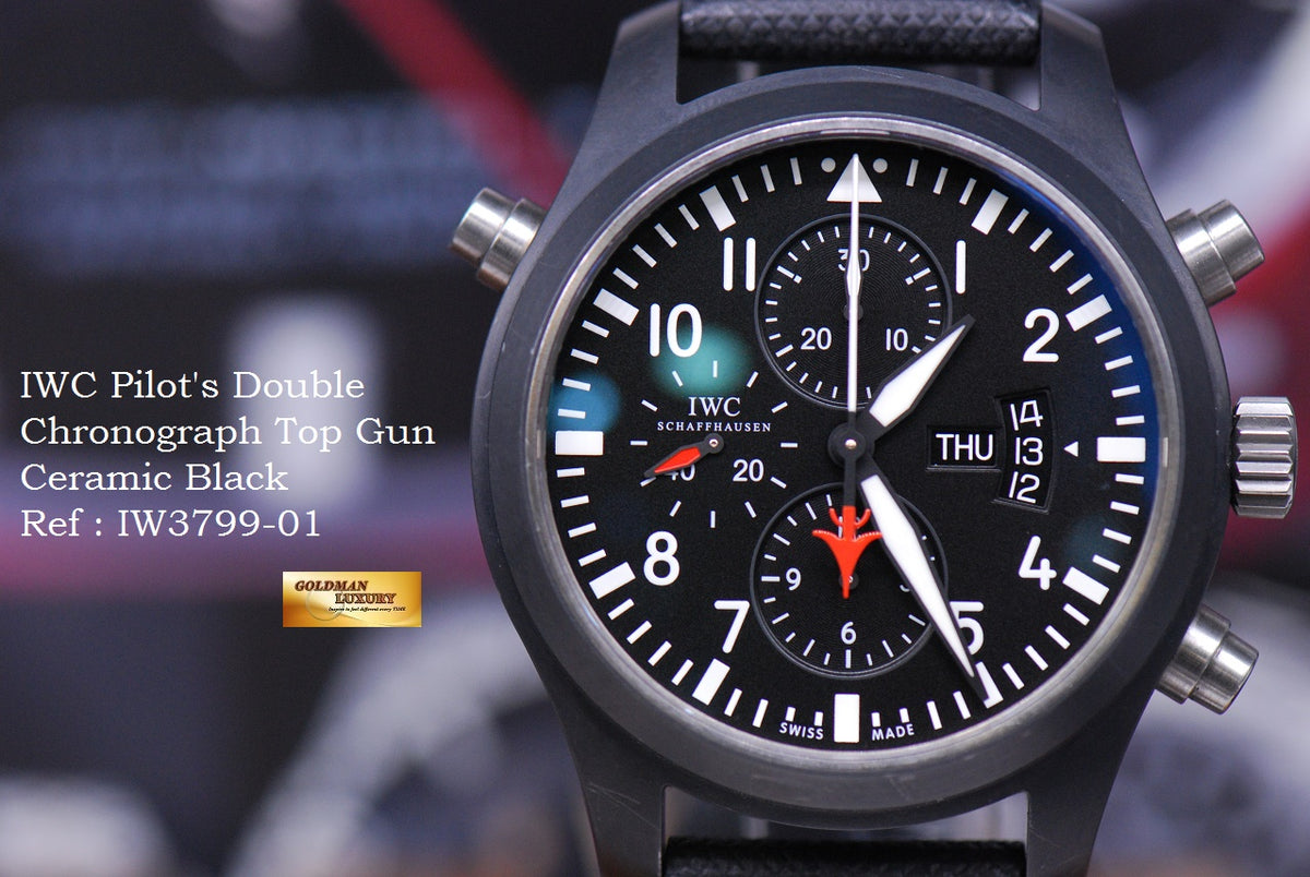 [SOLD] IWC PILOT’S DOUBLE CHRONOGRAPH TOP GUN SERIES CERAMIC BLACK AUTOMATIC IW3799-01 (NEAR MINT)