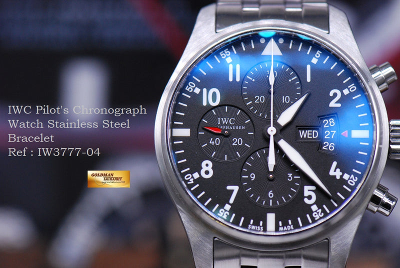 SOLD IWC PILOT S CHRONOGRAPH STAINLESS STEEL BRACELET AUTOMATIC IW37 Goldman Luxury