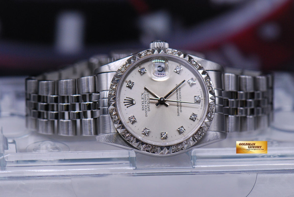 [SOLD] ROLEX OYSTER PERPETUAL DATEJUST 31mm BOYSIZE DIAMOND DIAL & BEZEL SILVER 68274 (NEAR MINT)