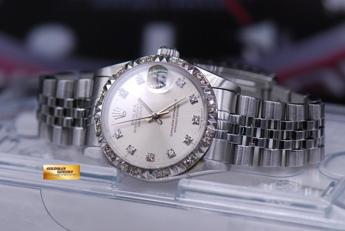 [SOLD] ROLEX OYSTER PERPETUAL DATEJUST 31mm BOYSIZE DIAMOND DIAL & BEZEL SILVER 68274 (NEAR MINT)