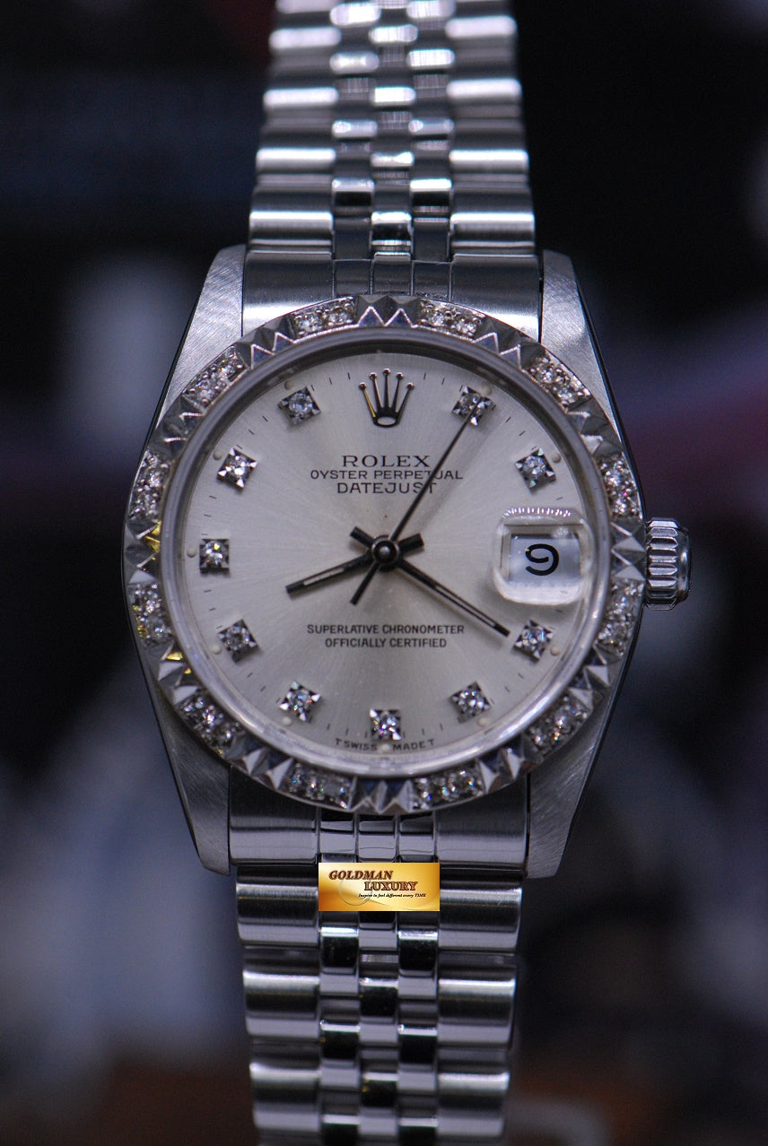 [SOLD] ROLEX OYSTER PERPETUAL DATEJUST 31mm BOYSIZE DIAMOND DIAL & BEZEL SILVER 68274 (NEAR MINT)