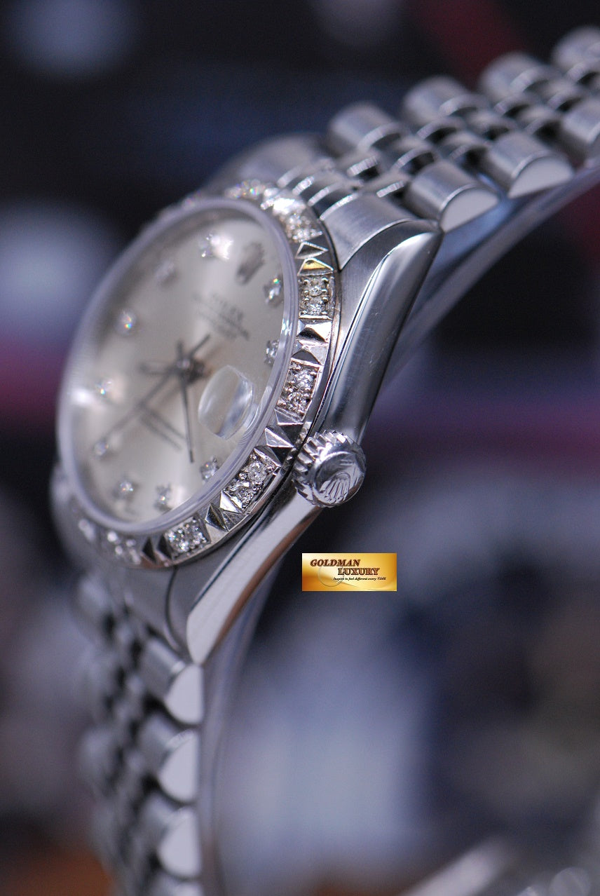 [SOLD] ROLEX OYSTER PERPETUAL DATEJUST 31mm BOYSIZE DIAMOND DIAL & BEZEL SILVER 68274 (NEAR MINT)