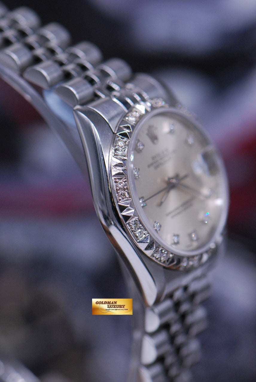 [SOLD] ROLEX OYSTER PERPETUAL DATEJUST 31mm BOYSIZE DIAMOND DIAL & BEZEL SILVER 68274 (NEAR MINT)