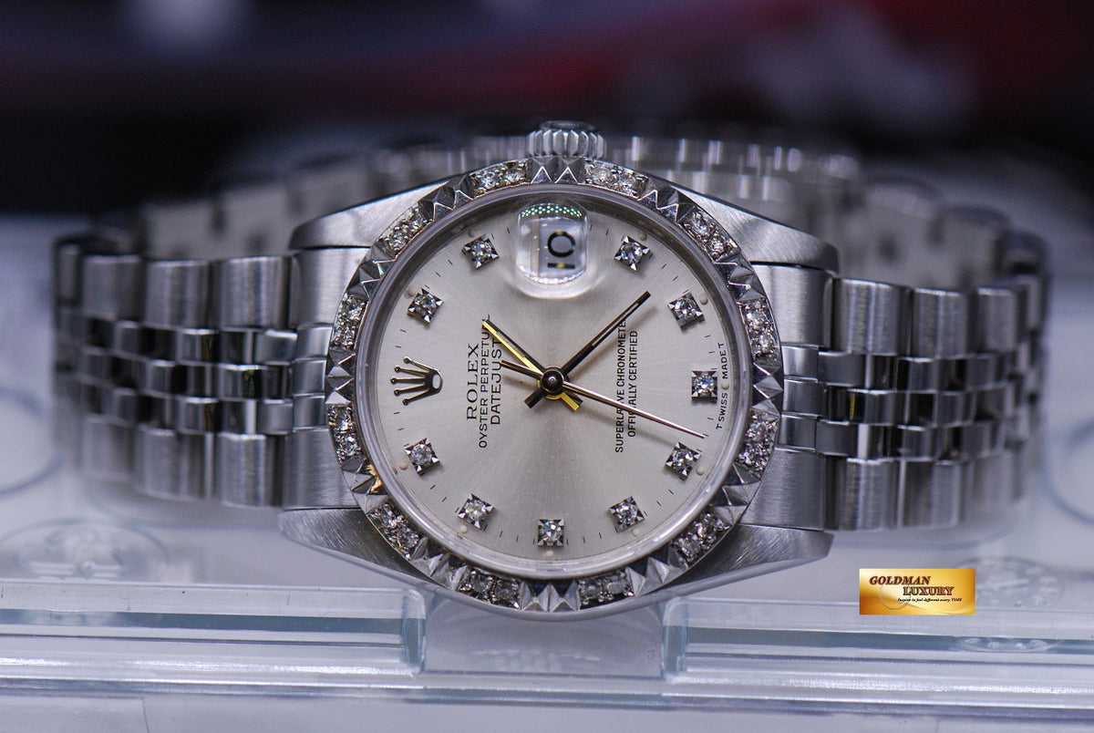 [SOLD] ROLEX OYSTER PERPETUAL DATEJUST 31mm BOYSIZE DIAMOND DIAL & BEZEL SILVER 68274 (NEAR MINT)