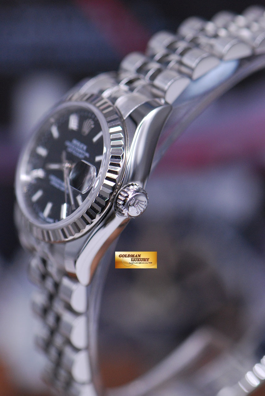 [SOLD] ROLEX OYSTER PERPETUAL DATEJUST 26mm STAINLESS STEEL BLACK 179174 (MINT)