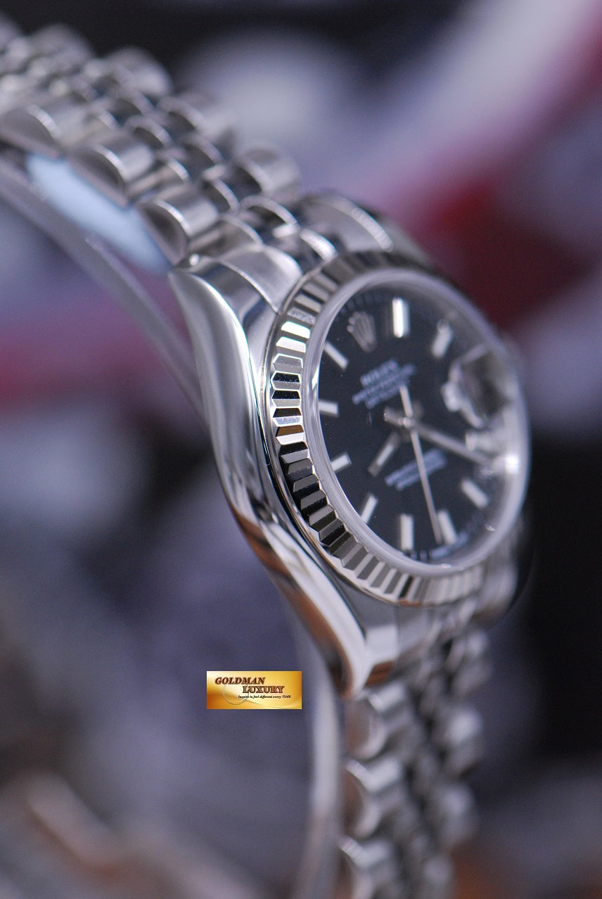 [SOLD] ROLEX OYSTER PERPETUAL DATEJUST 26mm STAINLESS STEEL BLACK 179174 (MINT)