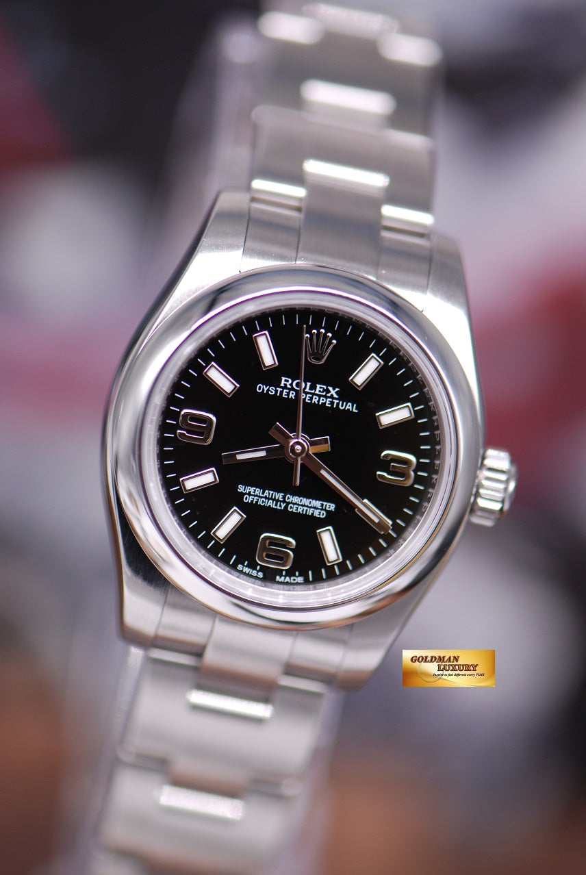 [SOLD] ROLEX OYSTER PERPETUAL 26mm LADIES BLACK 176200 (MINT)