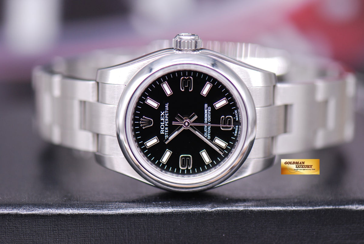 [SOLD] ROLEX OYSTER PERPETUAL 26mm LADIES BLACK 176200 (MINT)