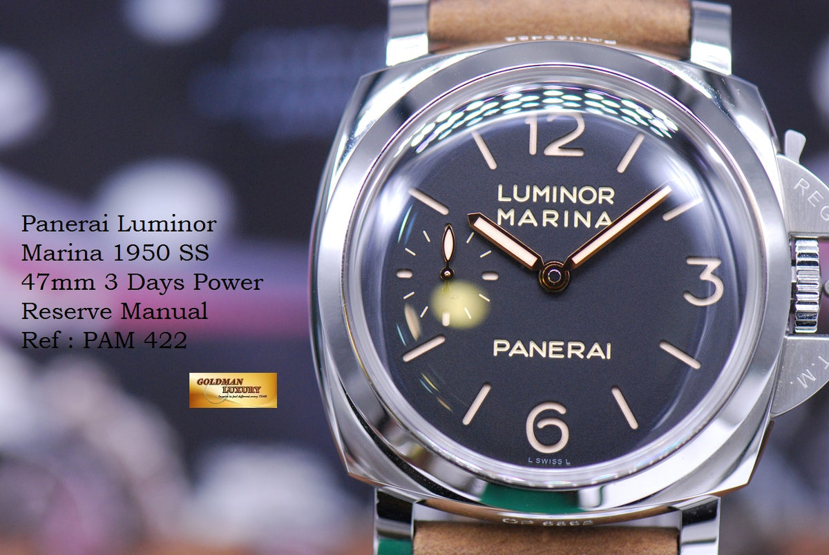 [SOLD] PANERAI LUMINOR MARINA 1950 47mm 3 DAYS POWER RESERVE MANUAL WINDING PAM 422 (MINT)