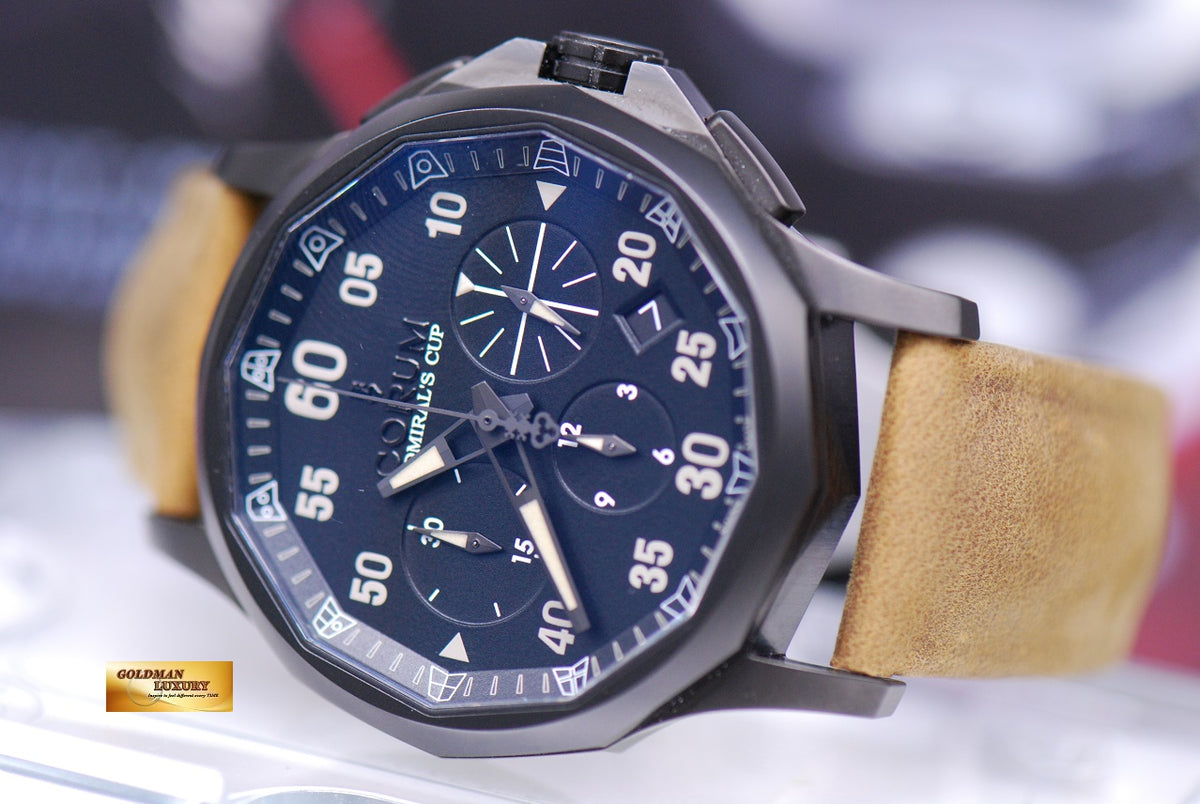 [SOLD] CORUM ADMIRAL’S CUP MILITARY LEGEND 42mm CHRONOGRAPH PVD BLACK AUTOMATIC (LNIB)