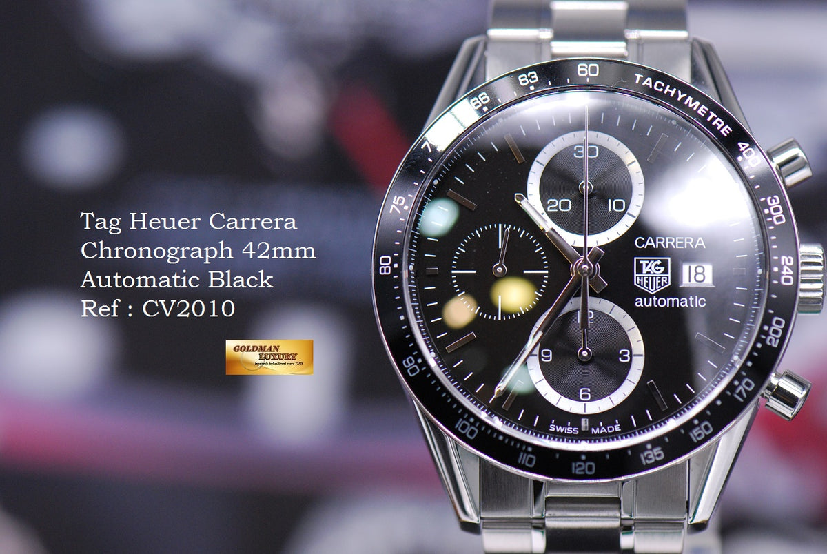 [SOLD] TAG HEUER CARRERA CHRONOGRAPH BLACK AUTOMATIC CV2010 (MINT)