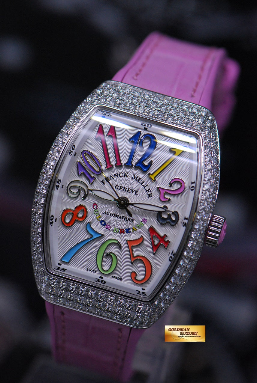 [SOLD] FRANCK MULLER VANGUARD LADIES 32mm CUSTOM DIAMOND COLOUR DREAM AUTOMATIC (NEW-UNWORN)