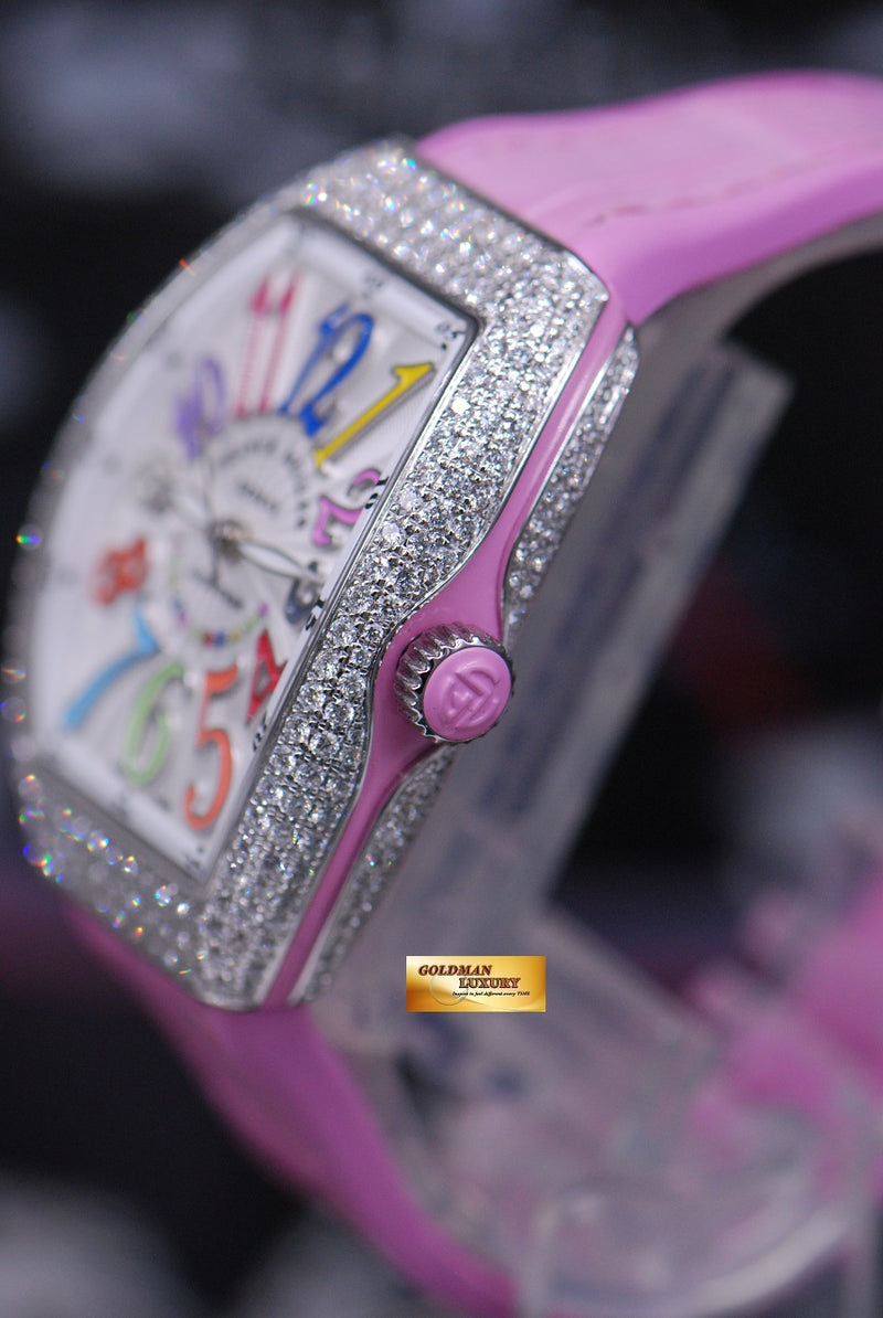 SOLD FRANCK MULLER VANGUARD LADIES 32mm CUSTOM DIAMOND COLOUR