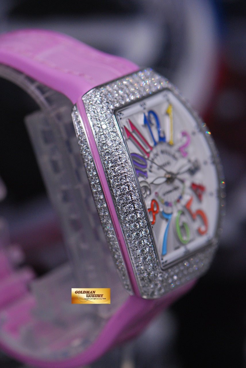 [SOLD] FRANCK MULLER VANGUARD LADIES 32mm CUSTOM DIAMOND COLOUR DREAM AUTOMATIC (NEW-UNWORN)