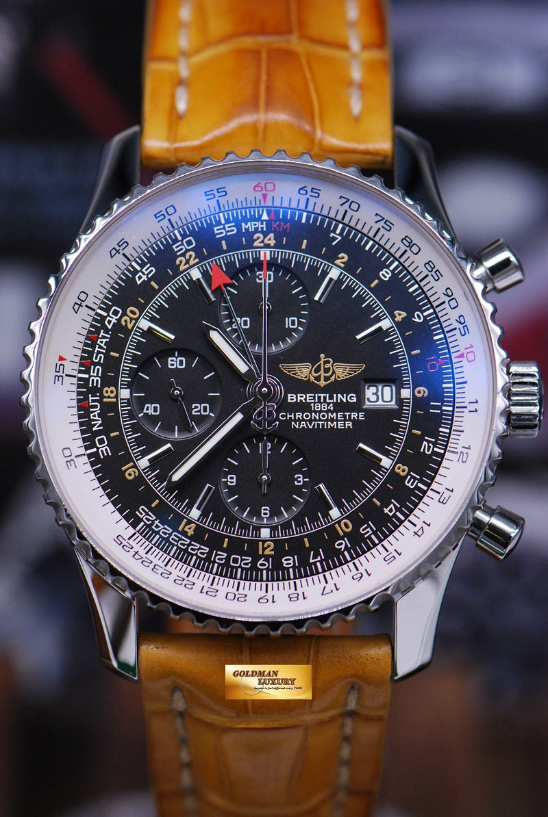 SOLD BREITLING NAVITIMER GMT 46mm CHRONOGRAPH BLACK A24322 MINT