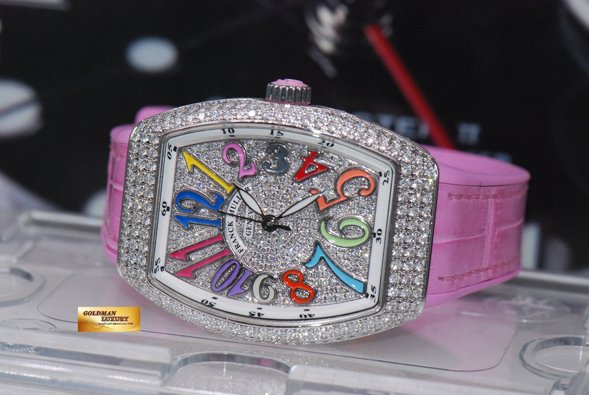 [SOLD] FRANCK MULLER VANGUARD LADIES 32mm CUSTOM FULL-PAVED DIAMOND COLOUR DREAM AUTOMATIC (NEW-UNWORN)