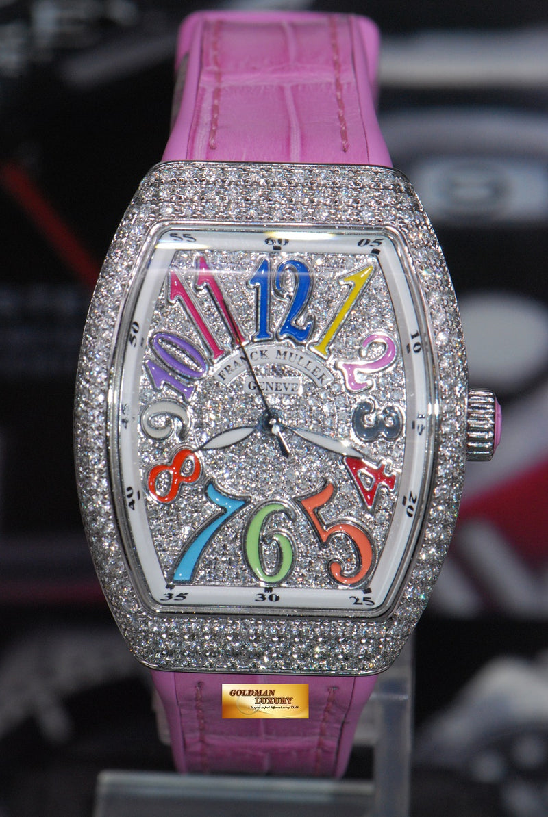 SOLD FRANCK MULLER VANGUARD LADIES 32mm CUSTOM FULL PAVED DIAMOND