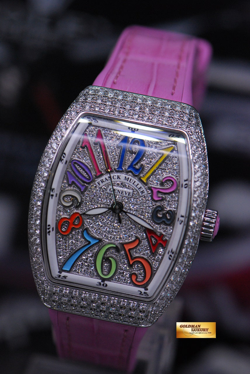 [SOLD] FRANCK MULLER VANGUARD LADIES 32mm CUSTOM FULL-PAVED DIAMOND COLOUR DREAM AUTOMATIC (NEW-UNWORN)