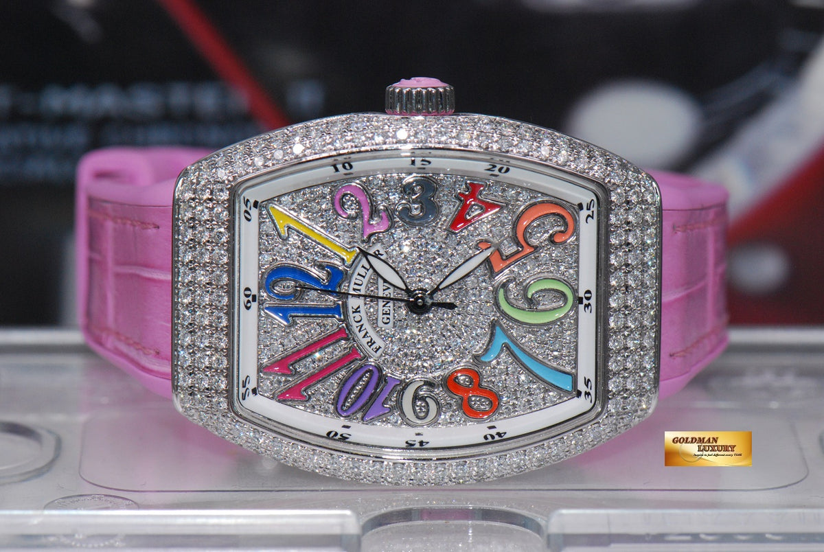 [SOLD] FRANCK MULLER VANGUARD LADIES 32mm CUSTOM FULL-PAVED DIAMOND COLOUR DREAM AUTOMATIC (NEW-UNWORN)