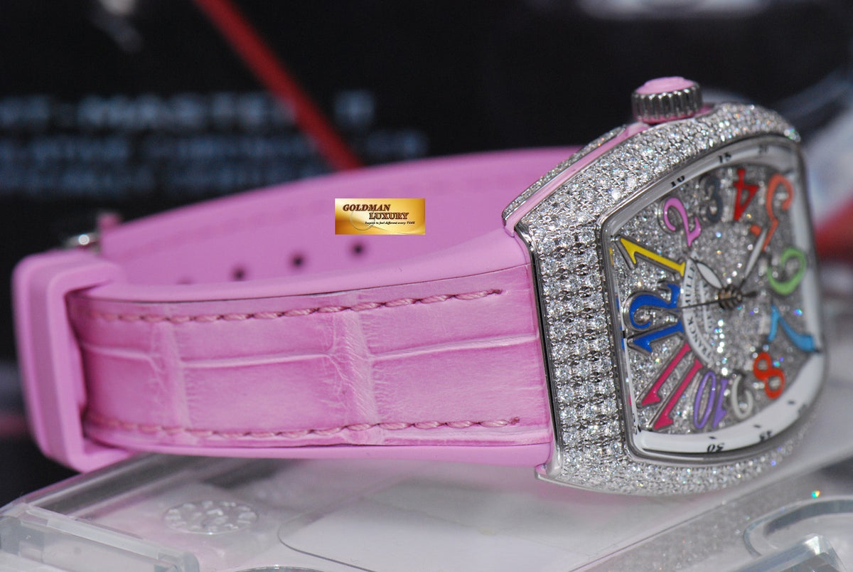 [SOLD] FRANCK MULLER VANGUARD LADIES 32mm CUSTOM FULL-PAVED DIAMOND COLOUR DREAM AUTOMATIC (NEW-UNWORN)